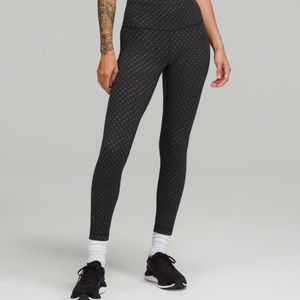 Lululemon ~ Wunder Train High Rise Tight 25” ~ sz 0 ~ black with grey lettering